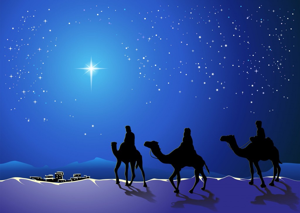 24184412 - christmas story. three wise men go for the star of bethlehem